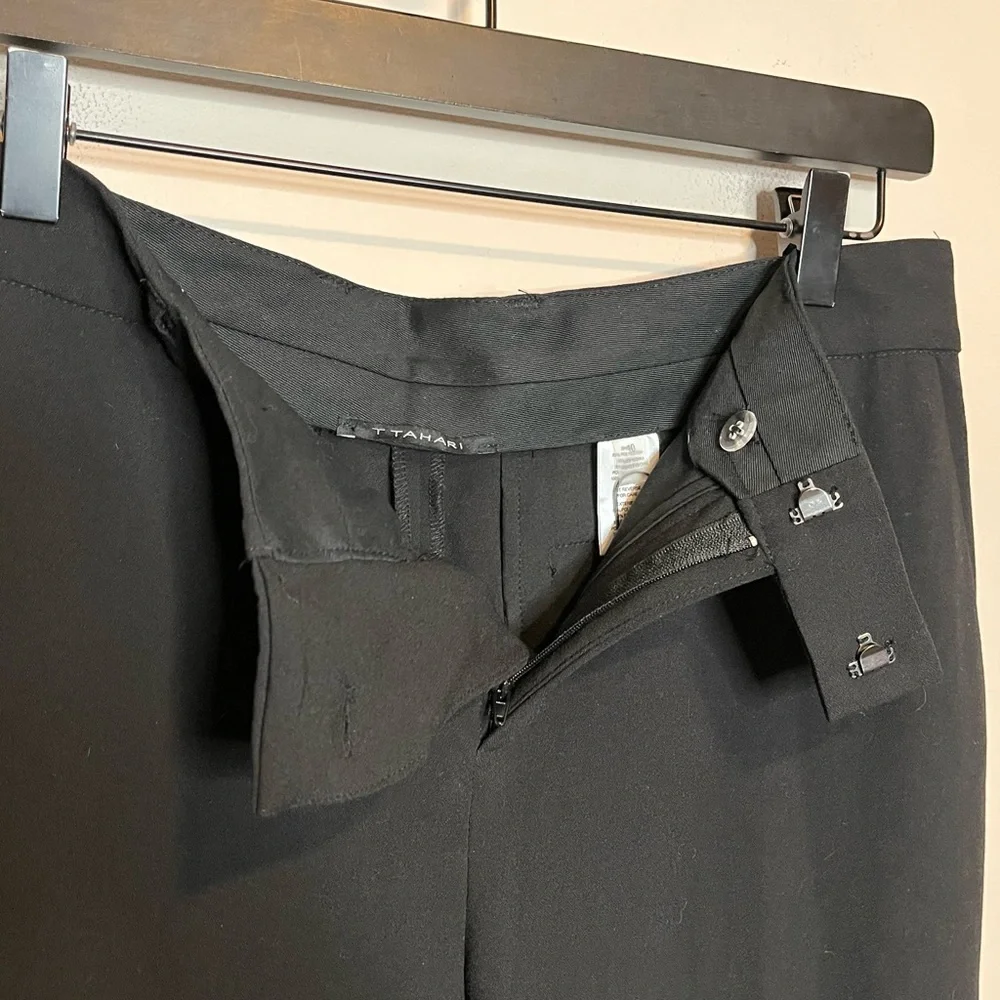 NWT T TAHARI Black Flare Dress Pants Trousers Size 10 minimalist office - Picture 4 of 7